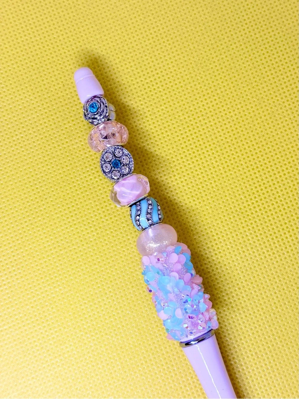 Hand Crafted Beaded Crystal Pens in Pastel Pink, Aqua, Teal, White